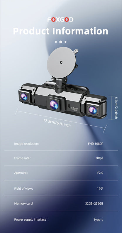 Dashcam 360° 3/4 canaux 1080P HD avec vision nocturne, WDR, capteur G, enregistrement en boucle, surveillance de stationnement 24h/24 et 7j/7, WiFi, système de caméra embarquée multi-objectifs pour une couverture complète sans angles morts