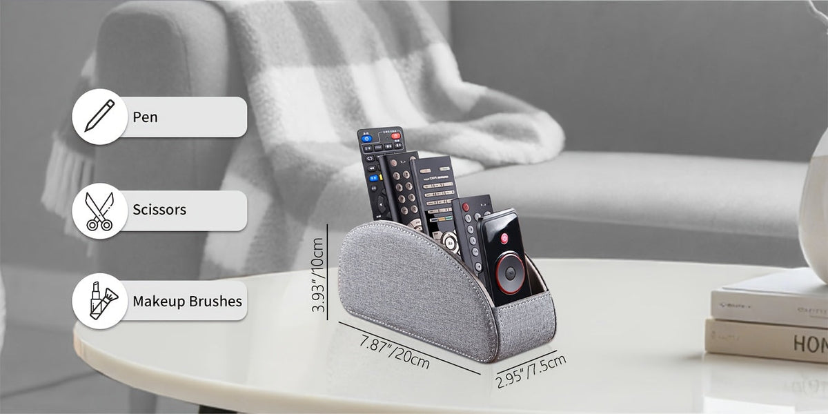 Support de télécommande à 5 compartiments, organisateur de bureau en similicuir pour salon, permet de ranger télécommandes TV, stylos, lunettes, pinceaux de maquillage, fournitures de bureau, boîte de rangement décorative pour la maison