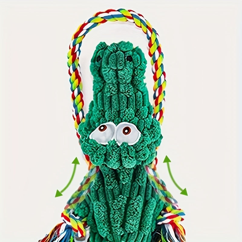 Jouet à mâcher pour chien en forme de crocodile avec couineur intégré – Corde en coton durable et jouet de traction en toile pour chiens de petite, moyenne et grande taille, nettoyage des dents, jeu interactif, adapté aux mâcheurs agressifs
