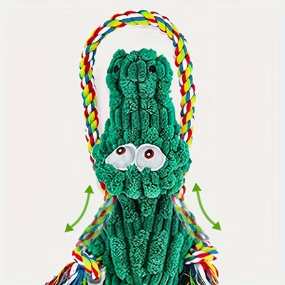 Jouet à mâcher pour chien en forme de crocodile avec couineur intégré – Corde en coton durable et jouet de traction en toile pour chiens de petite, moyenne et grande taille, nettoyage des dents, jeu interactif, adapté aux mâcheurs agressifs
