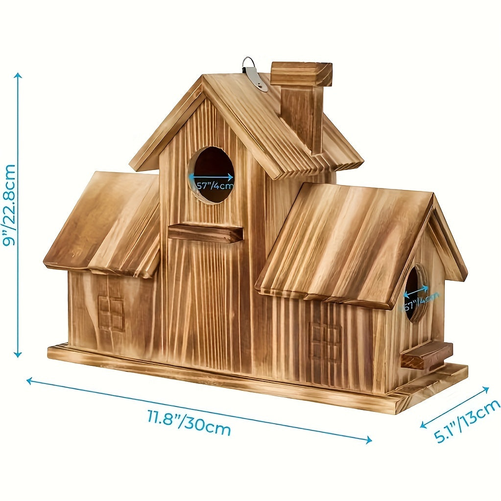 Nichoir rustique en bois pour oiseaux sauvages, nichoir d'extérieur pour jardin, patio ou arbre, abri résistant aux intempéries en bois naturel