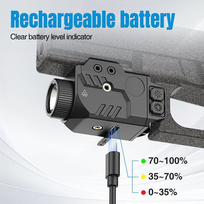 SL1085 Lampe tactique 750 lm avec laser rouge combiné, compatible avec rails Picatinny taille standard et compacte, lampe pour arme rechargeable et antichoc avec fonction stroboscopique - Viseur laser réglable pour arme de poing