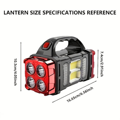 Lot de 2 lampes torche solaires à LED – Projecteur portatif rechargeable haute luminosité avec chargement USB et Type-C, lampe de recherche étanche pour le camping, la randonnée, la chasse, les urgences et l'usage quotidien