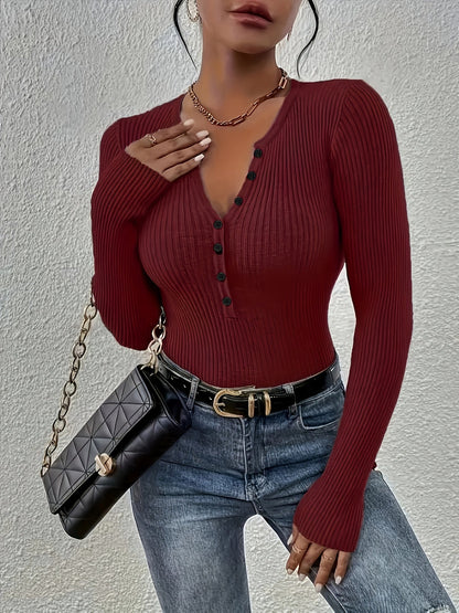 Gilet boutonné en maille côtelée pour femme - Veste en tricot élégante à manches longues, coupe ajustée, pour l'automne et l'hiver | Plusieurs couleurs XS-XL
