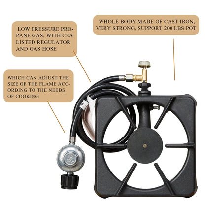Réchaud de camping portable au propane à 1 ou 2 brûleurs - Réchaud à gaz d'extérieur avec régulateur et tuyau certifiés CSA pour le camping, le barbecue, le brassage maison, la friture de dinde et la cuisine de patio