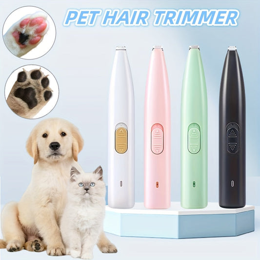 Tondeuse professionnelle pour poils de pattes d'animaux, rechargeable par USB - Tondeuse de toilettage électrique pour chiens et chats, précision pour les espaces interdigités, sans fil et silencieuse, 4 couleurs