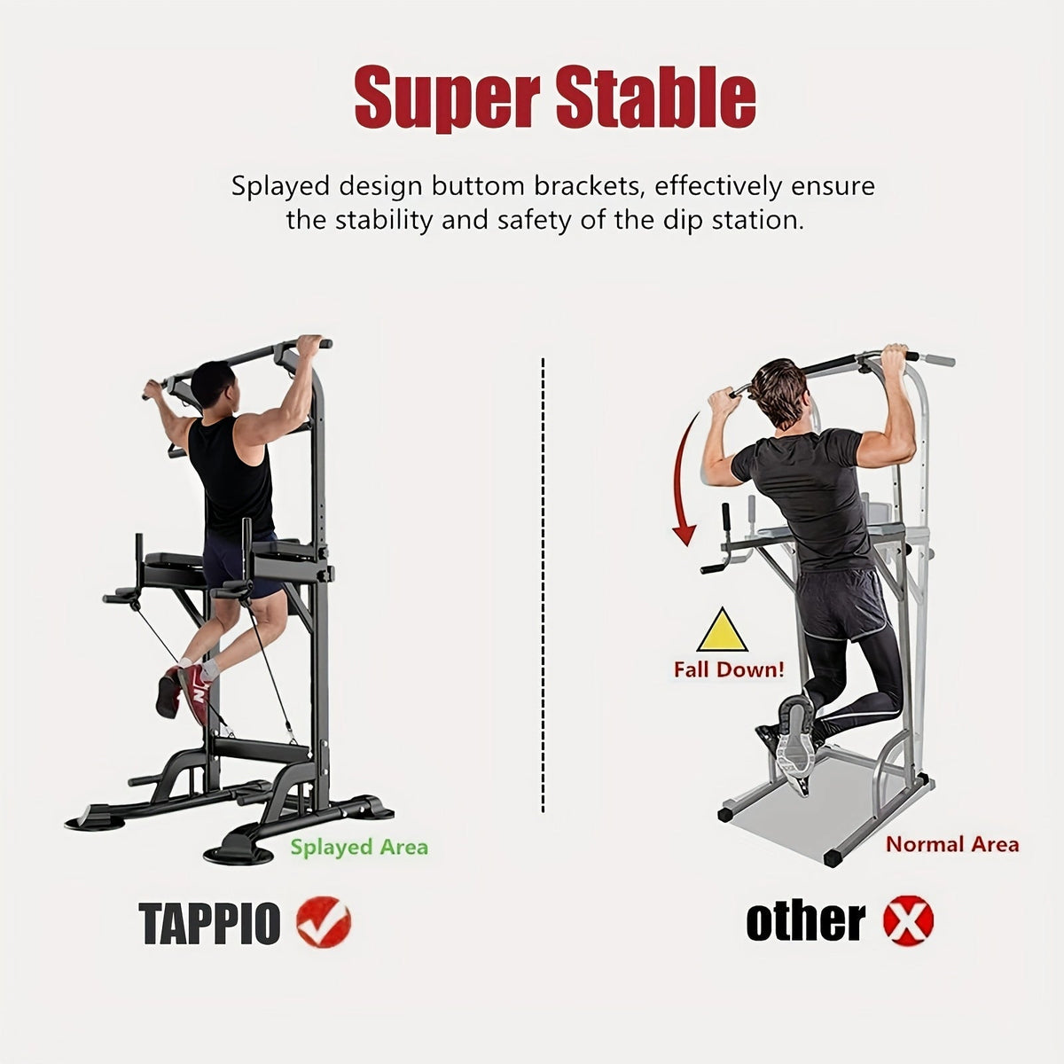 Station de musculation Power Tower avec barre de traction et poste à dips – Hauteur réglable 127-230 cm, capacité 150 kg, équipement de musculation multifonction pour hommes et femmes, bandes élastiques incluses