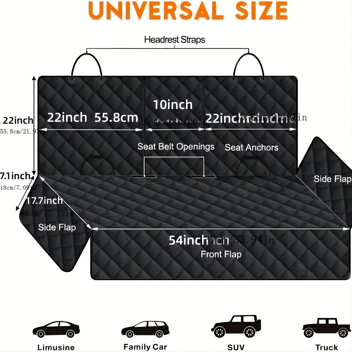 Housse de siège auto pour chien pour siège arrière – Imperméable, antidérapante et anti-rayures, protège-siège lavable compatible avec accoudoir, convient à la plupart des voitures, SUV et camions, motif fleurs et crânes noir
