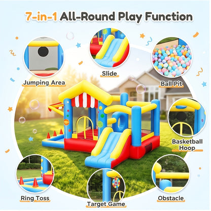 Piscine gonflable multifonction avec trampoline – Grand centre de jeux aquatiques familial pour plusieurs personnes, utilisation intérieure et extérieure, parfait pour les fêtes dans le jardin, les anniversaires d'enfants et d'adultes