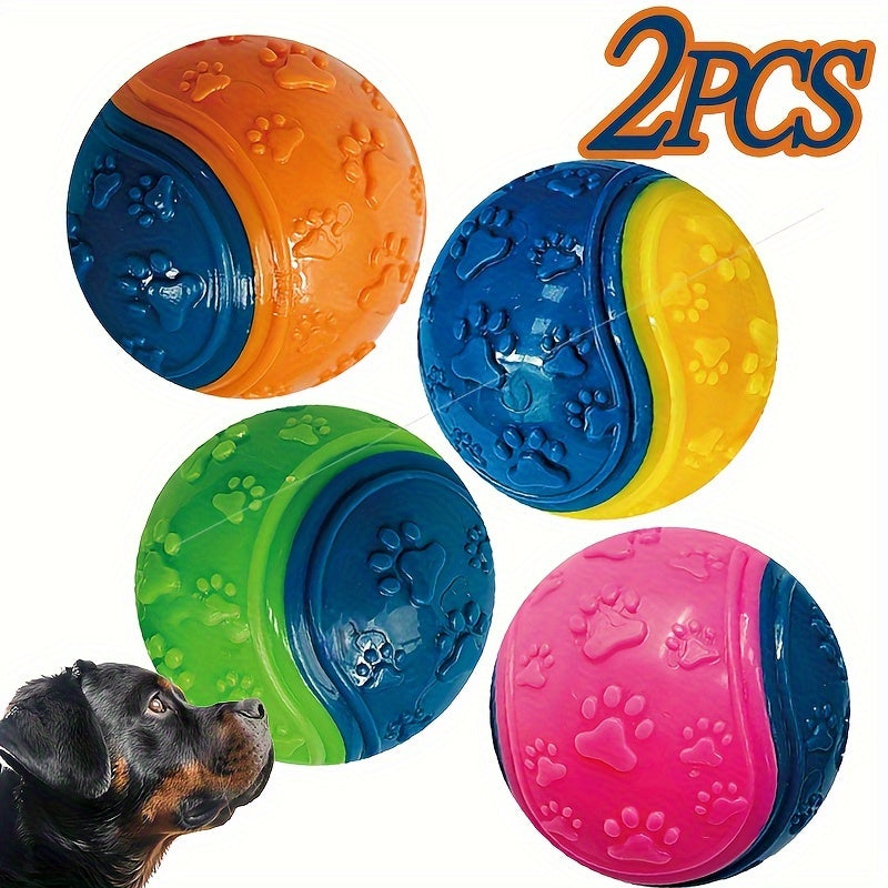 Lot de 2 balles couinantes pour chien - Jouets à mâcher en caoutchouc TPR souple pour la santé dentaire et le dressage, jouet interactif durable pour toutes les races, ensemble de balles sonores pour jeux de rapport pour chiots et chiens adultes
