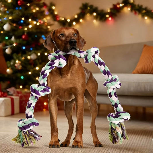 Unbreakable 6-Section Dog Rope Chew Toy – Heavy Duty Tug of War Rope for Medium & Large Dogs Over 80 lbs, Teeth Cleaning Dental Floss Fibers, Non-Toxic Safe Chew Toy for Aggressive Chewers