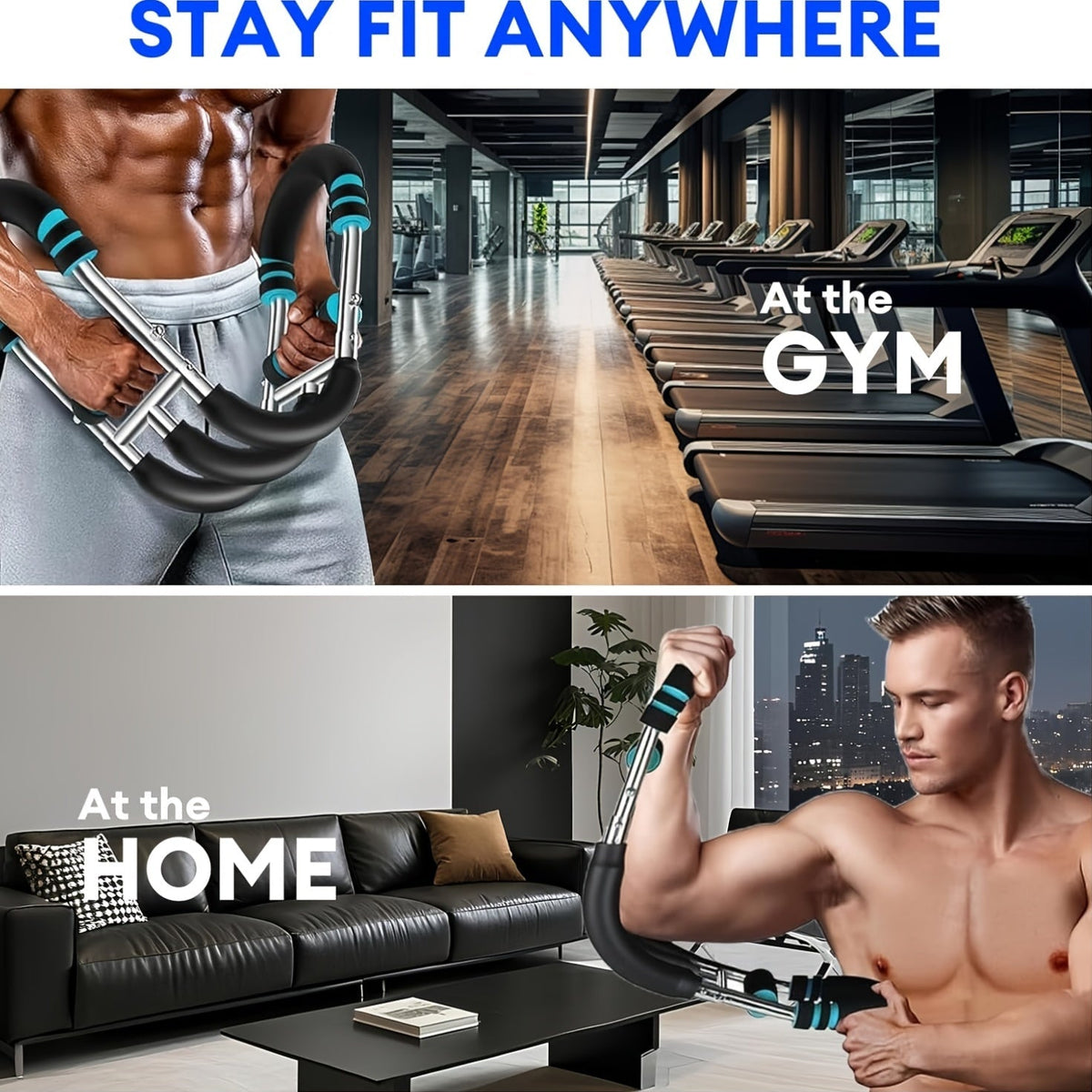 Appareil d'entraînement de la force des bras, extenseur de poitrine, barre à 3 niveaux de résistance réglables, extenseur portable et détachable pour renforcer les avant-bras, appareil de musculation pour le haut du corps à domicile