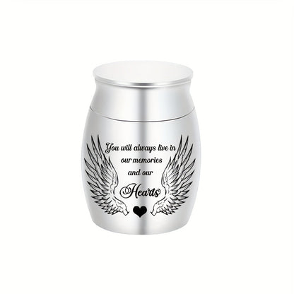 Small Keepsake Cremation Urn for Human or Pet Ashes – Mini Aluminum Alloy Funeral Urn with You Will Live in Our Memories Engraving, Memorial Ash Holder for Adults & Pets, Silver or Black