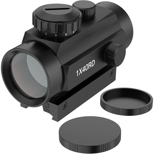 Viseur point rouge et vert tactique 1x40mm – Optique réflectrice en alliage d'aluminium, compatible rail Picatinny/Weaver 20mm et rail en queue d'aronde 11mm – pour la chasse, le tir et usage tactique