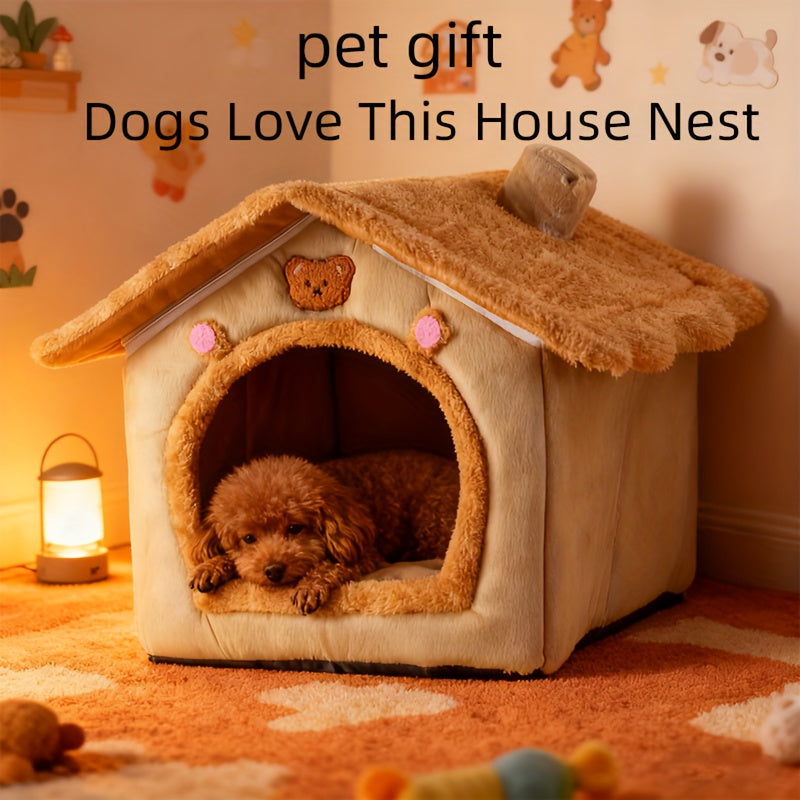 Niche douillette pour petits chiens - Lit panier en peluche épaisse et chaude pour l'hiver, idéal pour Teddy, Chihuahua, Spitz nain, Bichon, Schnauzer, Bouledogue, nid de sommeil confortable pour intérieur