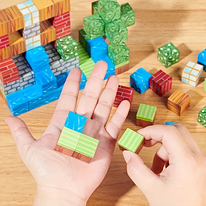 Ensemble de blocs de construction magnétiques, 100 pièces pour enfants de 3 ans et plus, jouet puzzle cube aimanté aux couleurs aléatoires, blocs de construction éducatifs STIM, cadeau idéal pour anniversaire, Noël et Halloween, pour garçons et filles