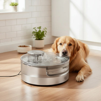 Fontaine à eau automatique pour chien, distributeur d'eau pour animaux de compagnie grande capacité de 4,9 litres avec protection anti-éclaboussures, kit de nettoyage et USB basse tension pour chiens, chats et foyers multi-animaux