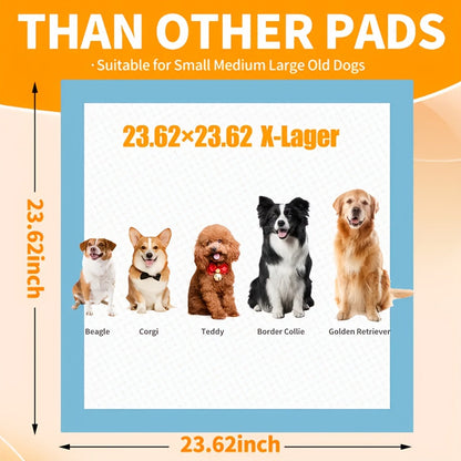Alèses pour chiens extra larges 60x60 cm – Tapis de propreté jetables super absorbants et anti-fuites pour chiots avec contrôle des odeurs, utilisation intérieure et extérieure, disponibles en paquets de 50 et 200 unités
