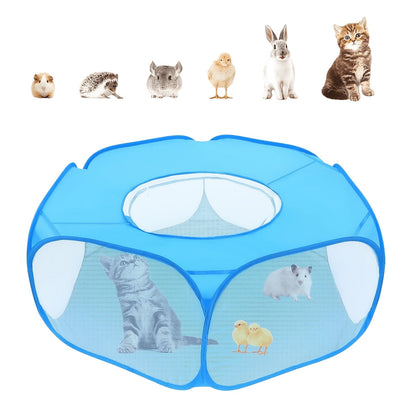 Tente-parc de jeu portable et pliable pour petits animaux avec toit, enclos respirant pour intérieur et extérieur, idéal pour cochons d'Inde, lapins, hamsters, hérissons, chats et chiots, clôture légère et rétractable