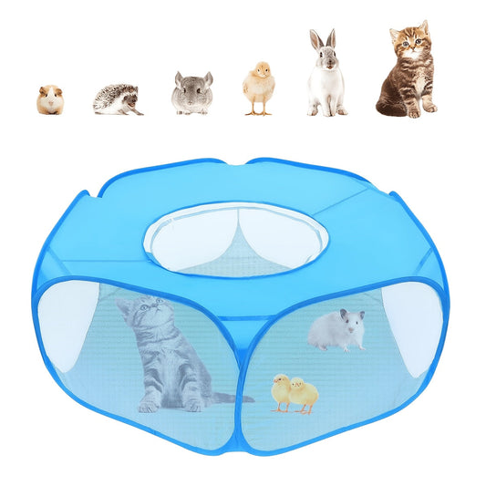 Tente-parc de jeu portable et pliable pour petits animaux avec toit, enclos respirant pour intérieur et extérieur, idéal pour cochons d'Inde, lapins, hamsters, hérissons, chats et chiots, clôture légère et rétractable