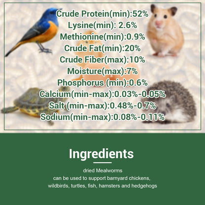 Vers de farine séchés pour poules, oiseaux sauvages et canards – Aliment naturel riche en protéines pour poules, tortues, poissons, lézards et hamsters, nourriture animale séchée sans OGM, plusieurs formats de 0,6 à 40 livres