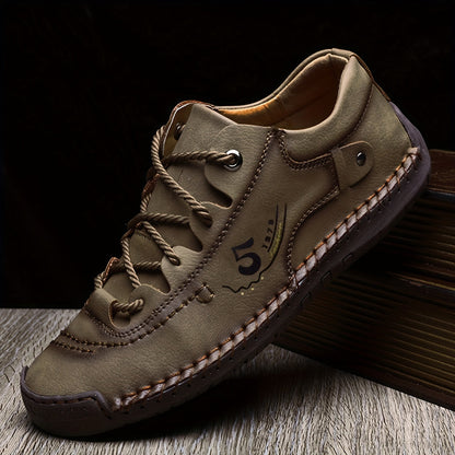Baskets décontractées cousues main pour homme – Chaussures de marche légères à semelle plate, disponibles en noir, kaki, bleu, vert militaire et brun jaunâtre, pointures US 7,5 à 12,5