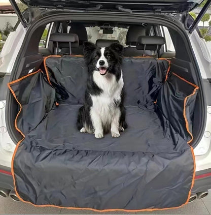SUV Dog Trunk Mat & Cargo Liner - Waterproof Pet Car Mat for SUVs, Trucks & Vans, Dirt-Proof Dog Seat Cover for Trunk, Non-Slip Outdoor Vehicle Pet Mat 70.87x105in, Black with Orange Edge