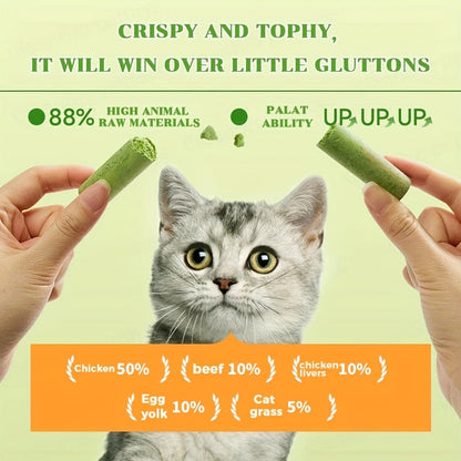 Bâtonnets à mâcher d'herbe à chat lyophilisée – Jouet à mâcher comestible pour le nettoyage des dents et l'élimination des boules de poils, friandises naturelles à l'herbe à chat, 15 ou 30 pièces