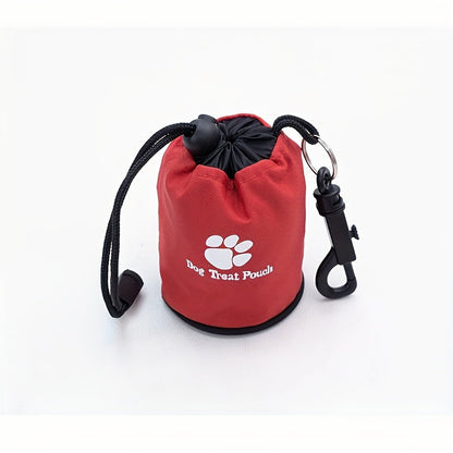 Pochette à friandises pour chien avec clip de ceinture et attache pour harnais - Sac de dressage à cordon et fermeture éclair avec motifs de pattes pour promenades, accessoire portable pour animaux, Noir Bleu Rouge Vert