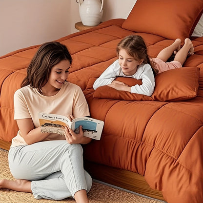Ensemble de literie 7 pièces pour lit Queen/King – Parure de lit en microfibre douce à plis pincés, comprenant une couette, un drap-housse, un drap plat et 4 taies d'oreiller, ensemble de literie toutes saisons pour la maison et le dortoir
