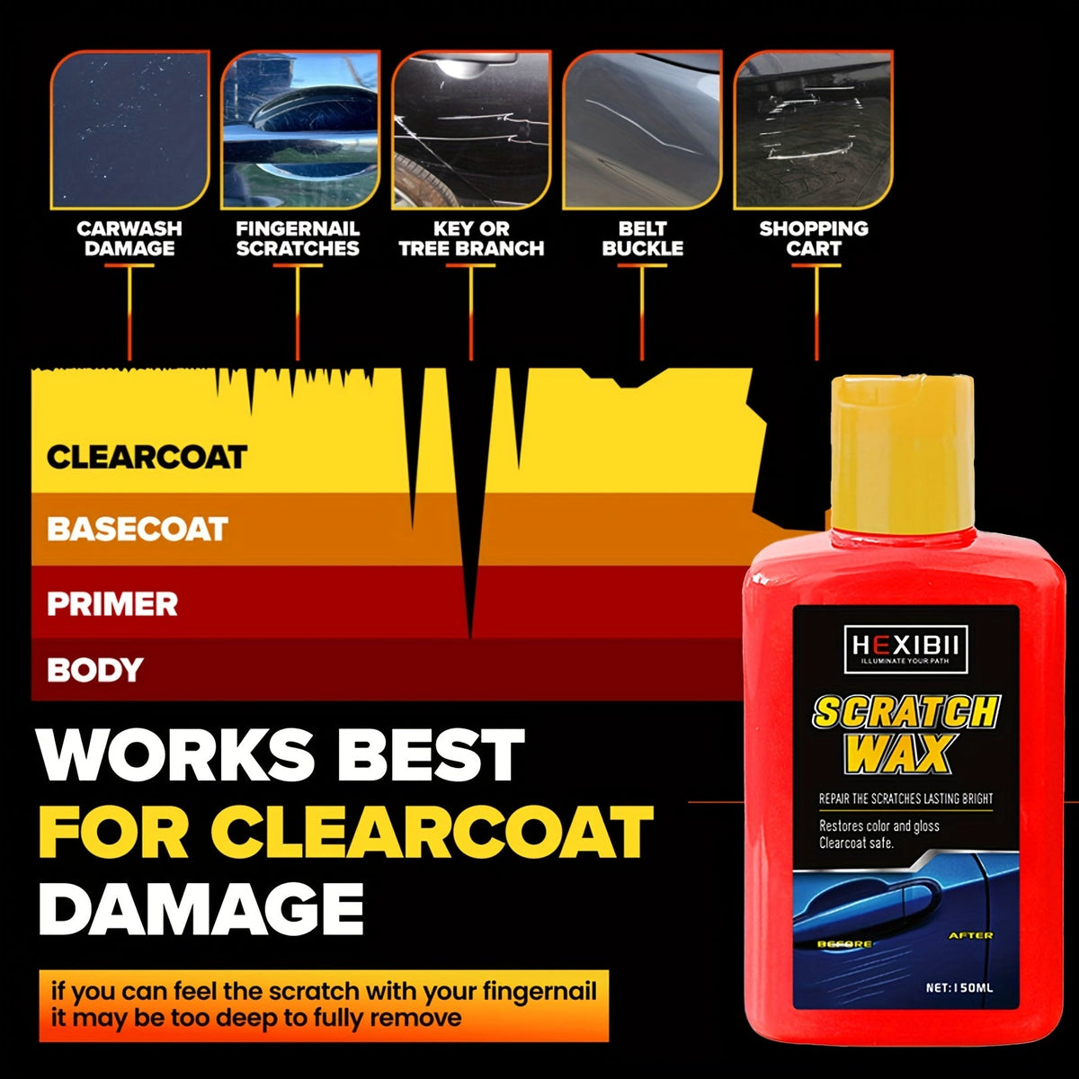 Pâte efface-rayures pour voiture – Kit professionnel de réparation de vernis pour imperfections de surface, tourbillons et rayures légères, kit d'entretien automobile de 150 ml pour la restauration de la peinture extérieure