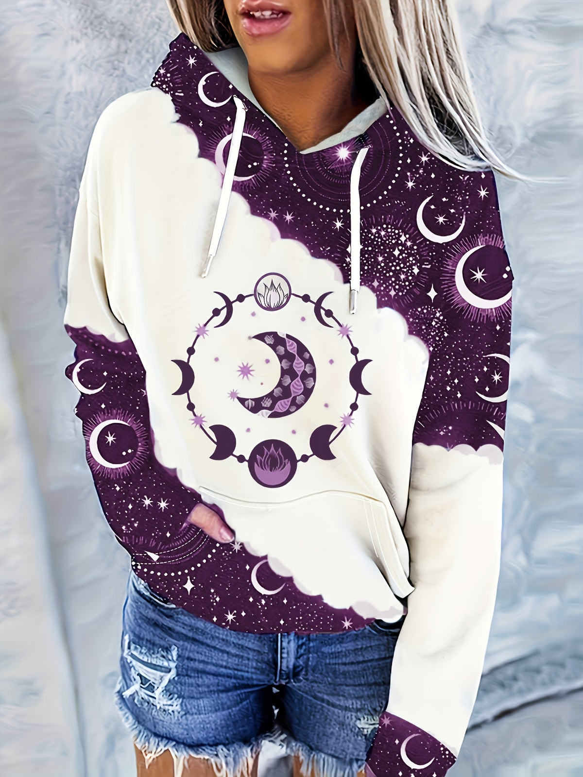 Sweat-shirt à capuche à imprimé vintage pour femme, style bohème ethnique, pull à capuche, haut décontracté, multicolore, S-XXL, entrepôt aux États-Unis