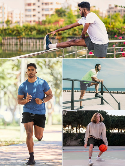 Lot de 5 shorts de sport pour homme – Shorts de gym et de basketball à séchage rapide avec taille élastique et poche latérale zippée, vêtements de sport légers pour la course, la randonnée et le quotidien