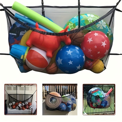 Grand sac de rangement pour piscine en filet avec cordon de serrage, 152 cm – Organisateur en filet robuste pour flotteurs gonflables, bouées, jouets de plage et accessoires de piscine, sac de transport imperméable et respirant