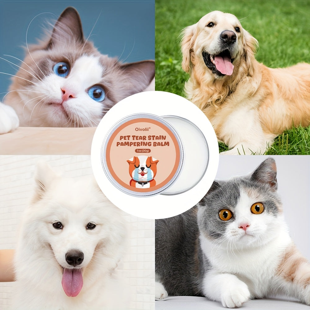 Baume nettoyant pour taches de larmes pour chiens et chats – Nettoyant doux et non irritant, sûr pour le contour des yeux sensible, facile à appliquer, format compact 30g
