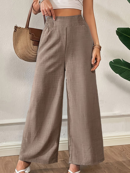 Women's Wide Leg Pants Casual Solid Color Loose Fit Woven Trousers Versatile Trendy Bottoms S M L XL XXL Camel Black Deep Red Coffee