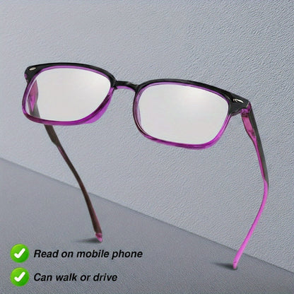Lunettes de lecture monture rectangulaire avec charnières à ressort – Verres en polycarbonate légers, grossissement de +1,0 à +3,5, lunettes unisexes pour hommes et femmes – Idéales pour l'ordinateur, la lecture et un usage quotidien