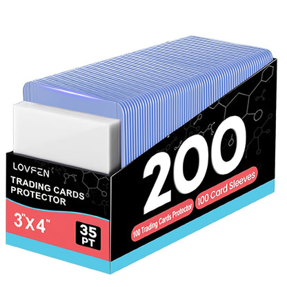 Lot de 200 protecteurs rigides pour cartes à collectionner, 3x4 pouces, avec pochettes souples, pour cartes de sport (baseball, football, basket-ball), cartes à jouer (TCG, Pokémon) et cadeaux de collection
