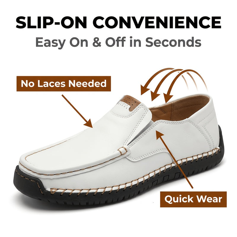 Mocassins de conduite cousus main pour homme, chaussures à enfiler légères et respirantes – Mocassins décontractés style bateau pour le travail, les voyages, la marche et l'extérieur, tailles US 4–12,5
