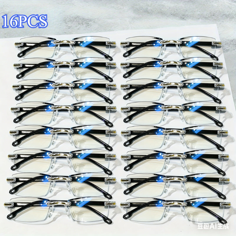 Lot de 16 paires de lunettes de lecture HD anti-fatigue oculaire pour hommes et femmes, graduations multiples, style professionnel, confortables et légères, idéal pour offrir.