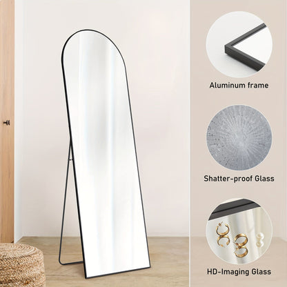 Miroir sur pied arqué – Miroir pleine longueur autoportant, inclinable ou mural, design moderne et épuré pour le salon, la chambre, le dressing ou la décoration intérieure
