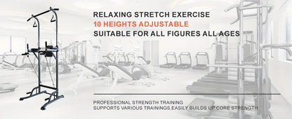 Station de musculation Power Tower avec barre de traction et poste à dips – Hauteur réglable 127-230 cm, capacité 150 kg, équipement de musculation multifonction pour hommes et femmes, bandes élastiques incluses