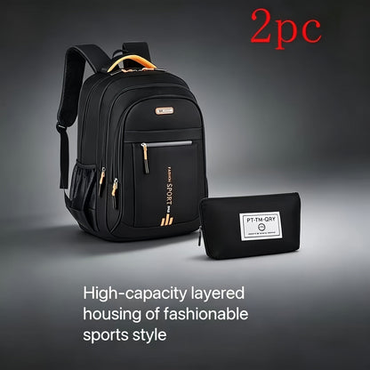 Ensemble de sac à dos de voyage grande capacité pour homme, sacoche pour ordinateur portable en nylon durable à compartiments multiples avec sangles réglables pour les voyages d'affaires et le campus – Combinaison sac à dos et sac à bandoulière