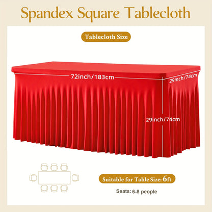 Nappe en élasthanne élastique avec jupe méduse, tissu polyester épais, opaque et hautement extensible pour tables de 4 et 6 pieds, idéale pour fêtes, anniversaires, mariages, banquets, hôtels, conférences et salons professionnels