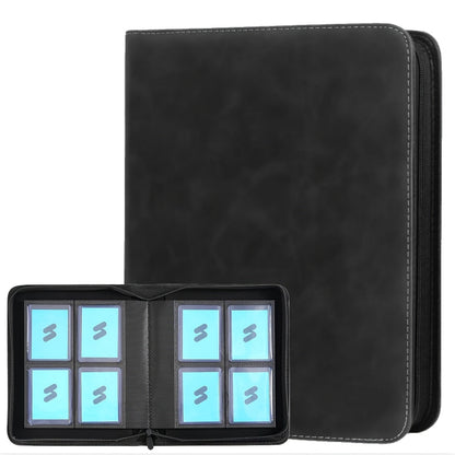 Top-Loader Binder Holds 112 Top Loaders – 4-Pocket 3x4 Rigid Card Holder Binder for Trading Cards & Sports Cards – Zippered Hard Cover Card Storage & Display Album – Green Gray Blue Red Black