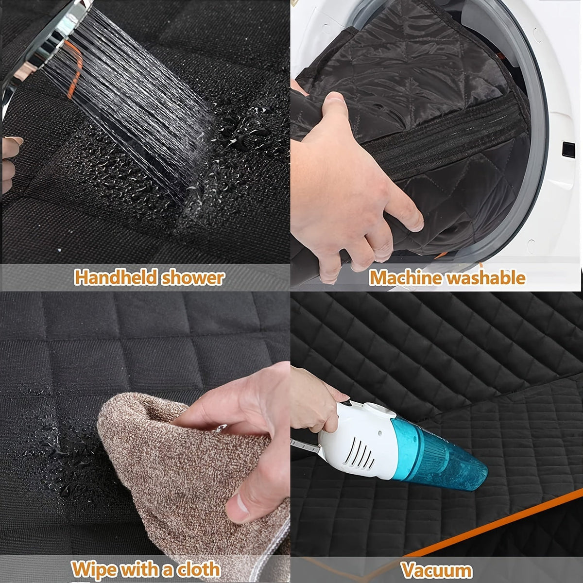 Housse de siège arrière fractionnable 60/40 pour voitures, camions et VUS – Protection de siège arrière imperméable pour animaux et enfants, 100 % polyester facile à nettoyer, ajustement universel, noir