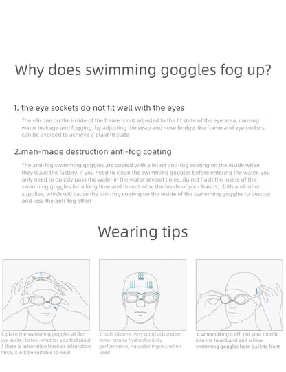 Lot de 2 lunettes de natation antibuée avec bouchons d'oreilles, pince-nez et sac étanche – Lunettes de natation avec protection UV pour hommes, femmes et adolescents, kit d'accessoires pour piscine extérieure et sports nautiques