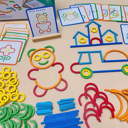 Jouet à tiges et perles pour la motricité fine et la reconnaissance des couleurs, trieur de formes créatif pour l'éveil, activité éducative Montessori pour la maternelle, cadeau idéal pour filles et garçons de 2 à 5 ans