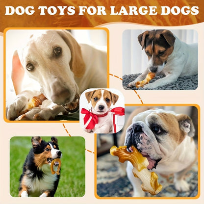 Lot de 3 jouets à mâcher indestructibles en nylon pour chiens destructeurs – Ensemble robuste et durable pour grandes races, motif rayé, jouets dentaires haute résistance pour la poussée dentaire