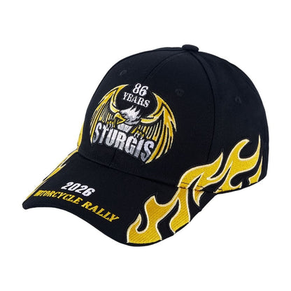 Casquette de baseball brodée Sturgis 2026 – Souvenir du 86e rassemblement de motards avec broderie 3D, coupe ajustable, cadeau idéal pour motards hommes et femmes